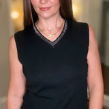 MOLLY BRACKEN BLACK V-NECK SWEATER 8.18