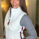 PEARLY VINE WHITE/RED/NAVY QUILTED VEST 8.17
