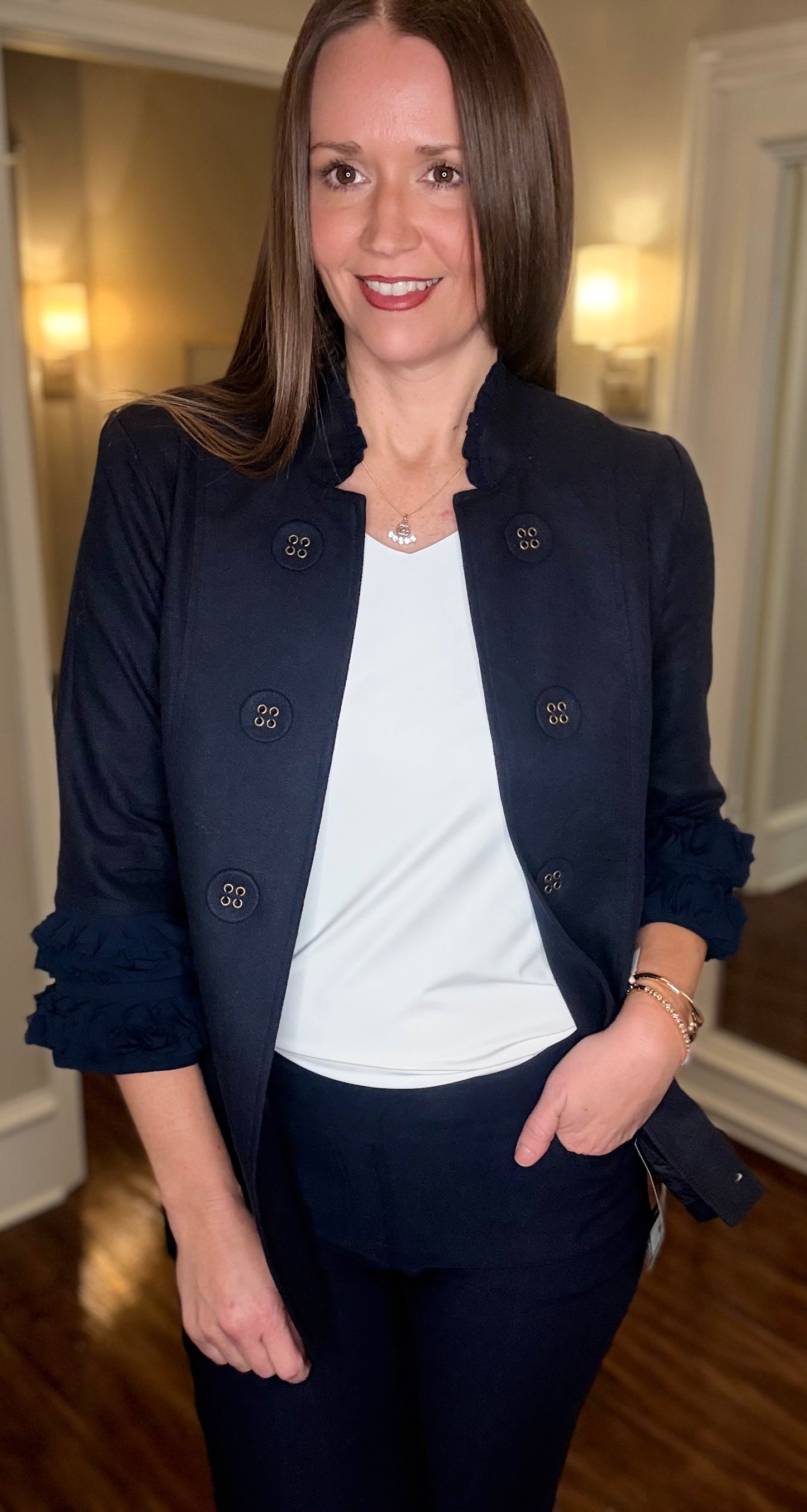 MULTIPLES 3/4 SLEEVE STAND COLLAR JACKET (multiple colors) 12.17