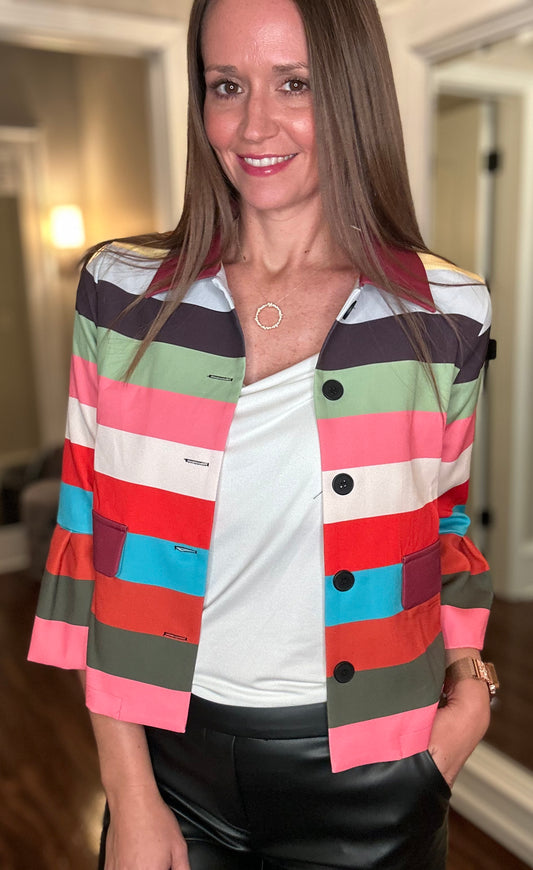 PUFF SLEEVE MULTI COLORED JACKET FINAL SALE