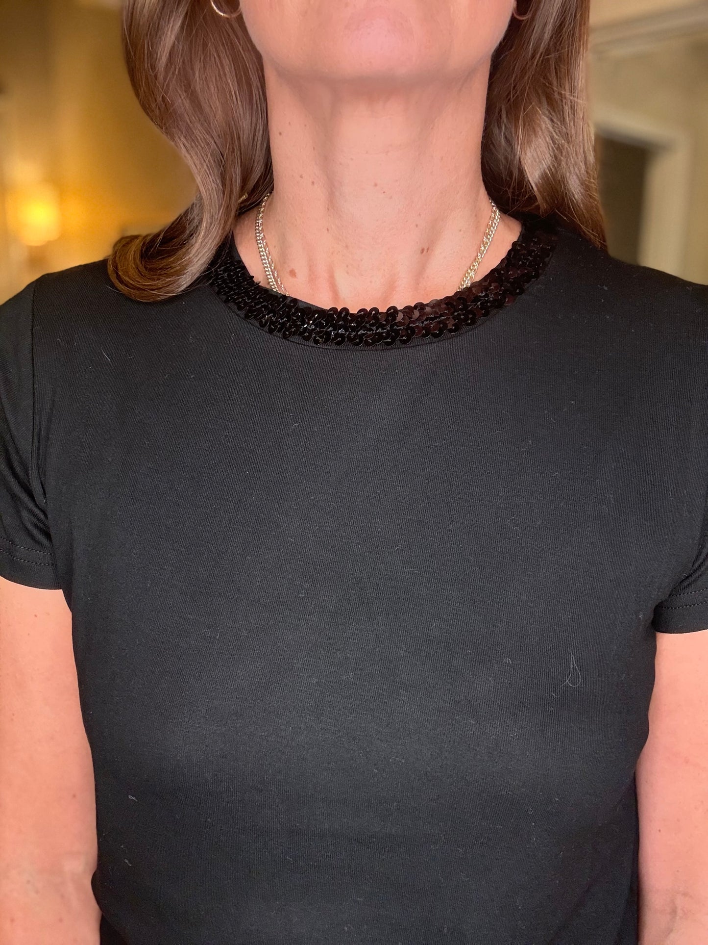 MOLLY BRACKEN TOP WITH SEQUIN NECKLINE 8.15