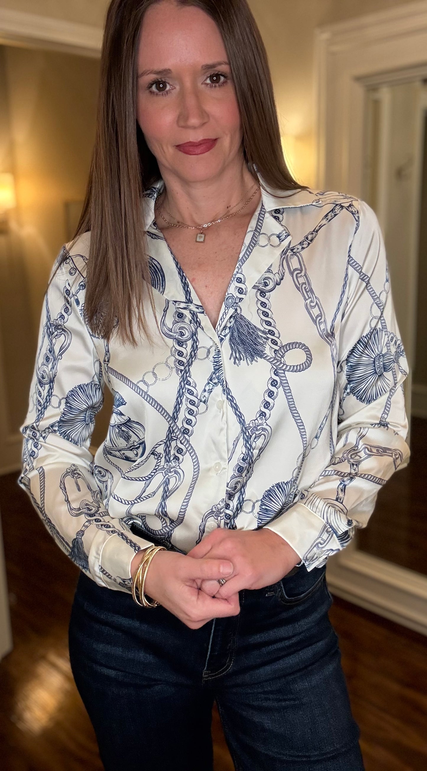 PRINTED SATIN BUTTON DOWN (multiple colors) 11.24