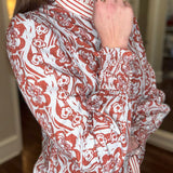 LOVE SOFT RUST FLORAL STRIPED TRIM TOP 1.27