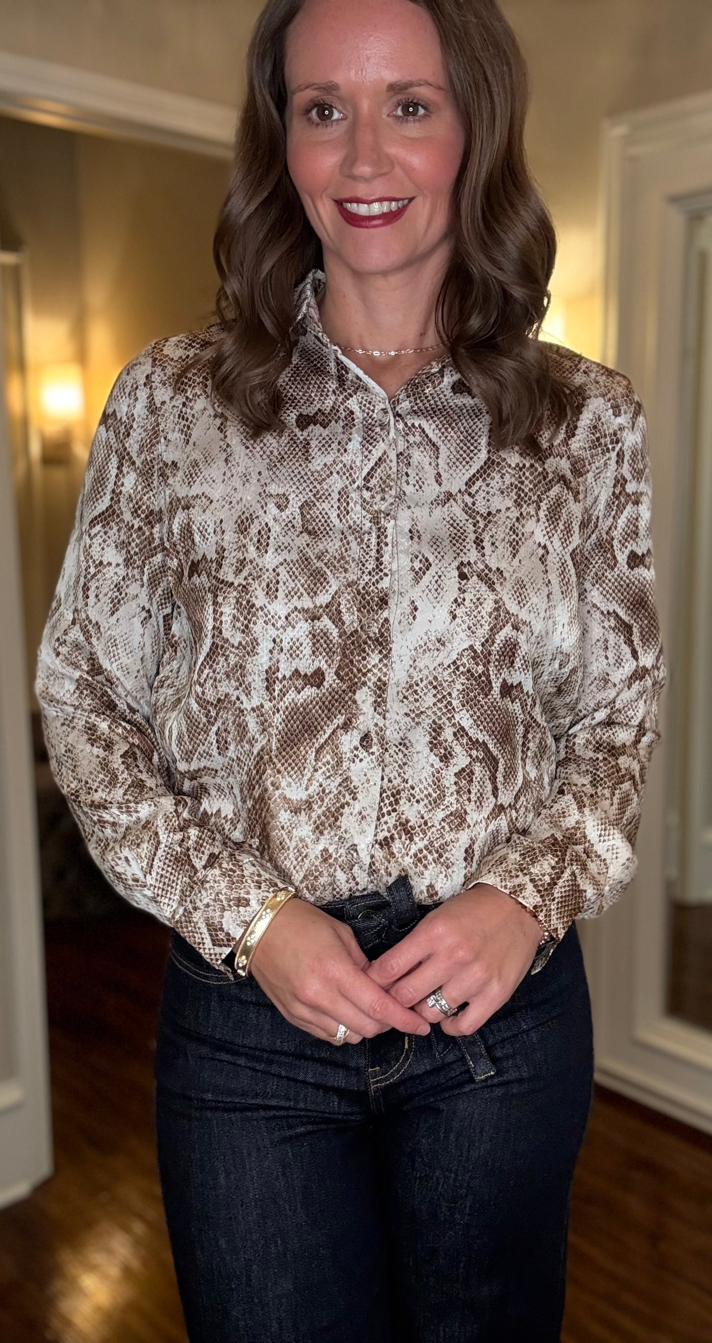 Q2 BROWN SNAKE PRINT BLOUSE 9.30