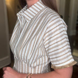 PLEATED WAIST STRIPED SHIRT DRESS 4.10