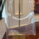 CLEAR HANDBAG WITH CLEAR CHAIN HANDLE 5.13