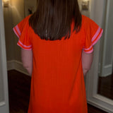 THML ORANGE FLUTTER SLEEVE DRESS 4.24