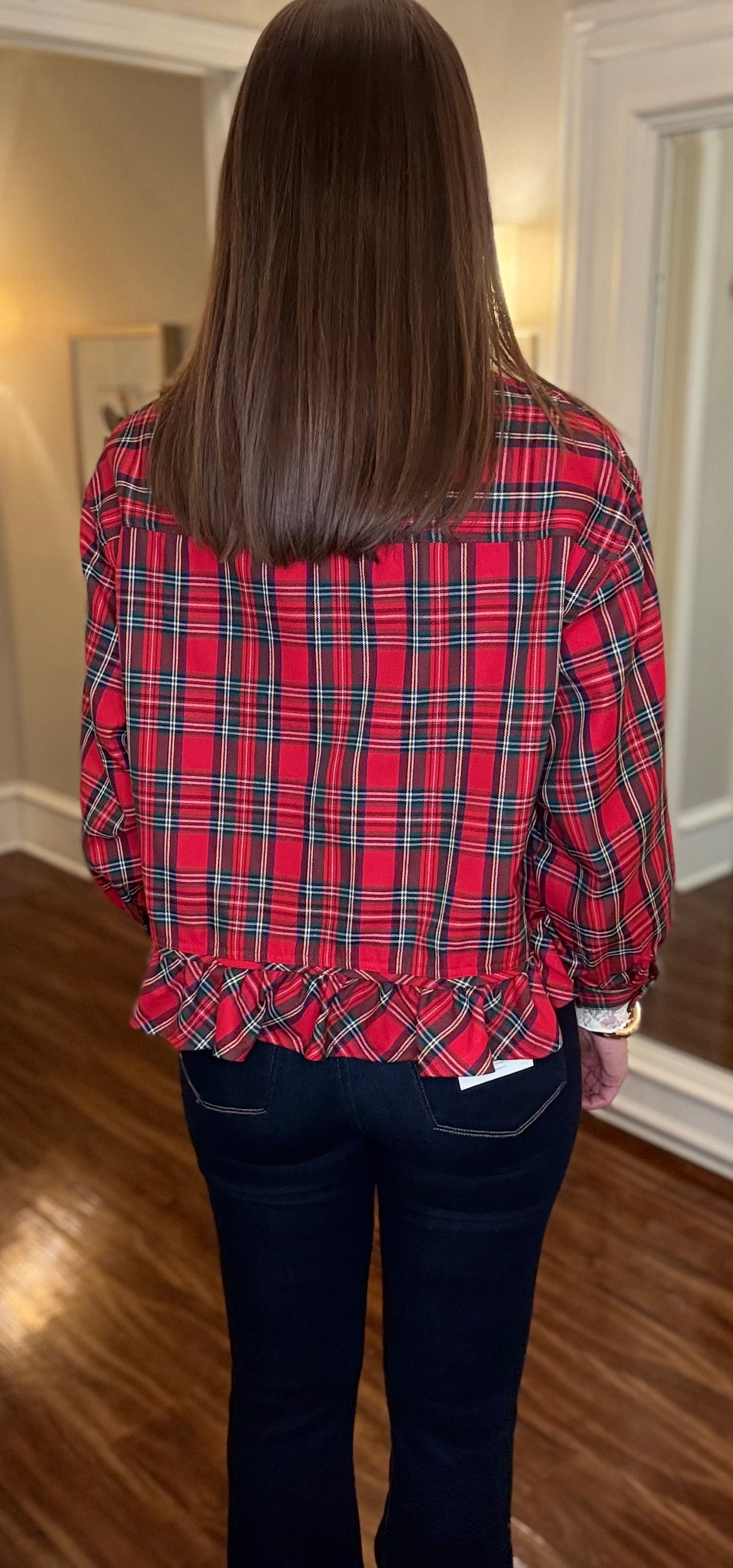 PLAID RUFFLE HEM SHIRT 12.10