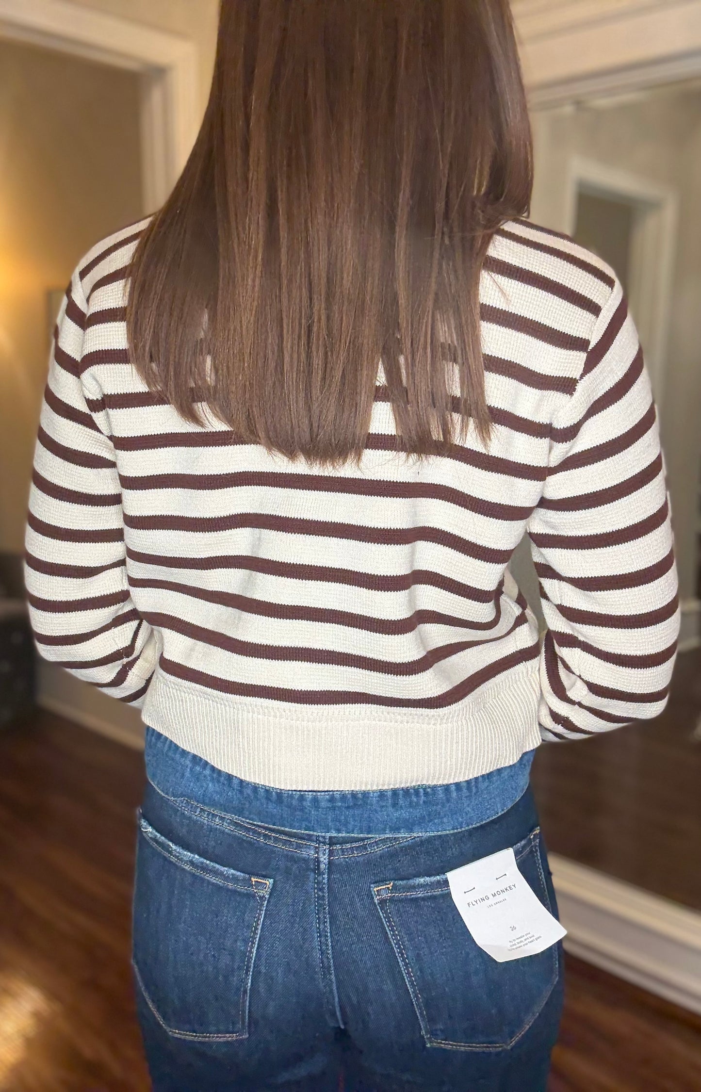 VELVET HEART MIXED MEDIA SWEATER WITH STRIPES 8.26