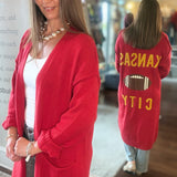 KC CHIEFS LONG CARDIGAN 8.13
