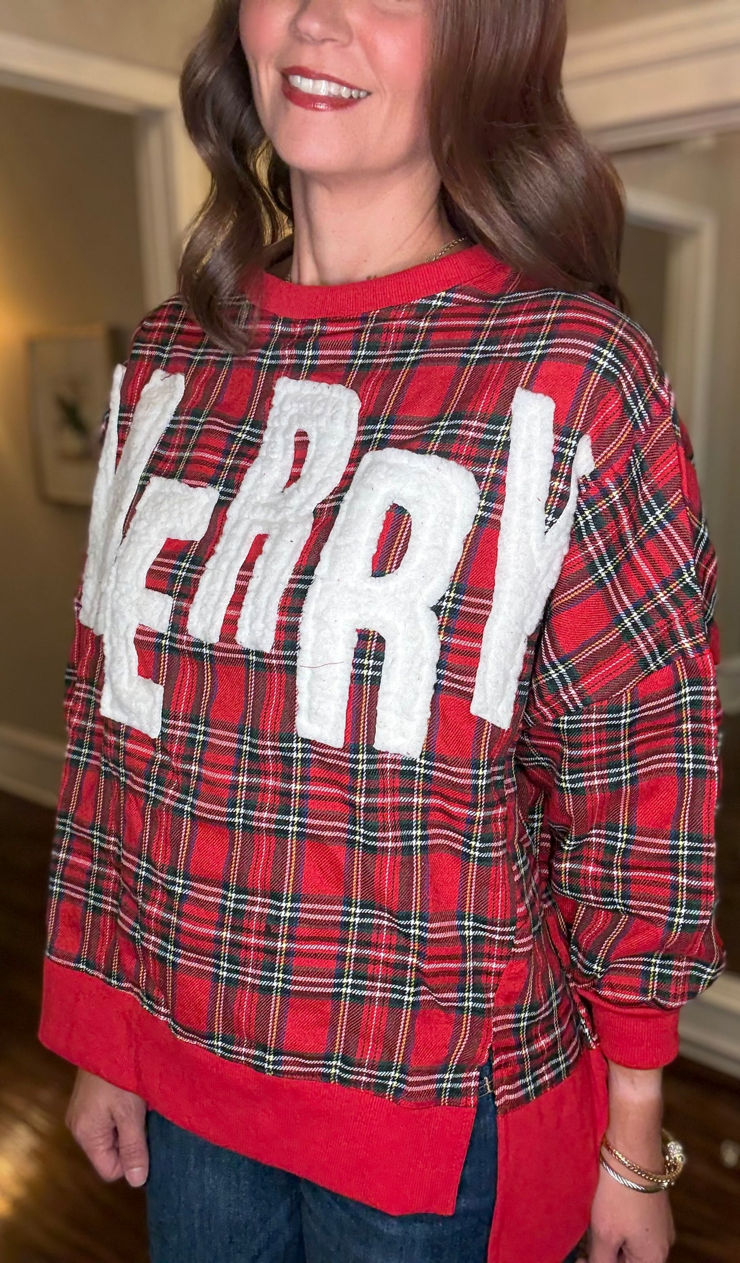 TARTAN PLAID "MERRY" OVERSIZED SWEATSHIRT 9.15