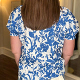 THML BLUE FLOWER PUFF SLEEVE TOP  4.24