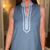 THML DENIM SPLIT NECK DRESS 4.24