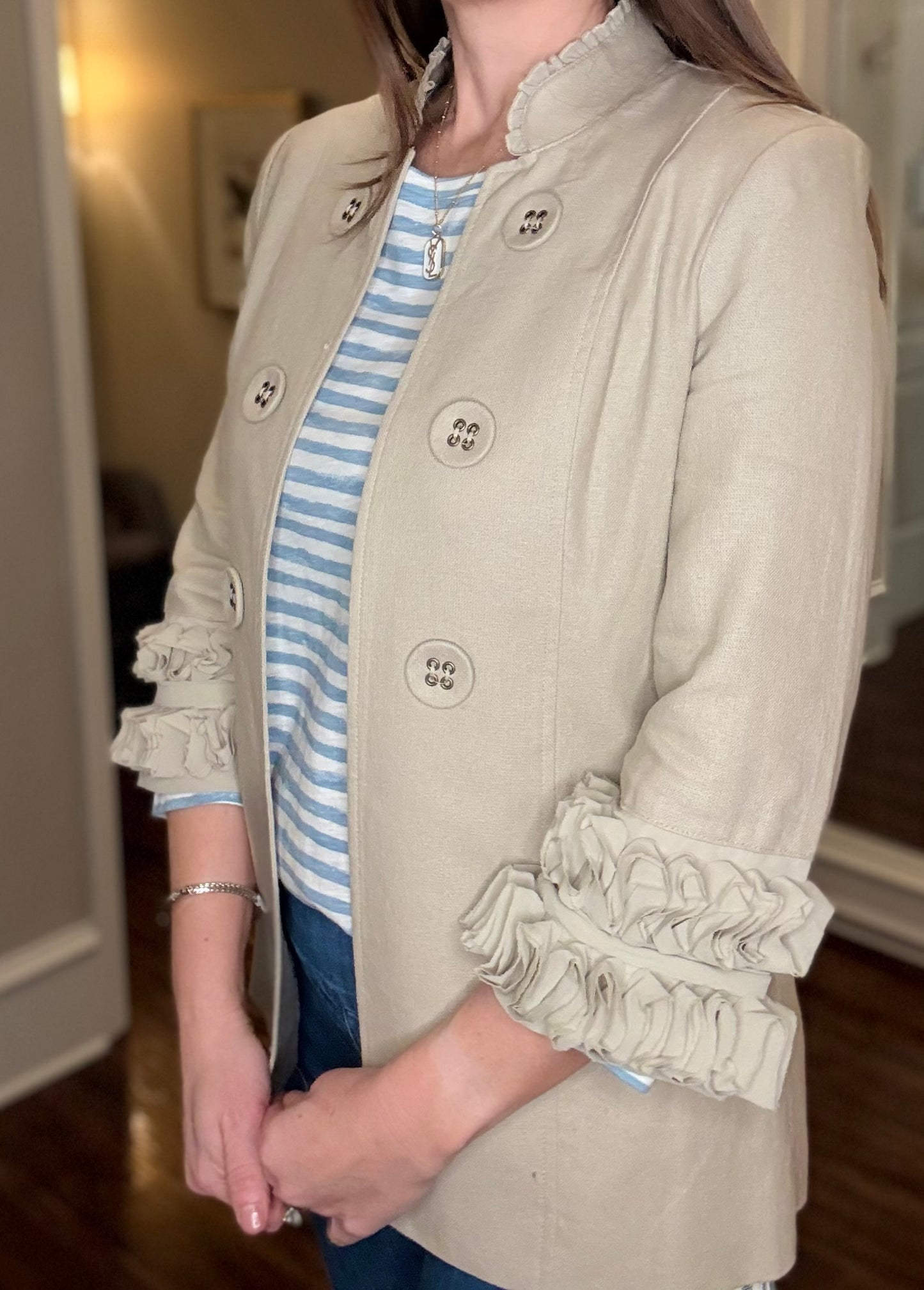 MULTIPLES 3/4 SLEEVE STAND COLLAR JACKET (multiple colors) 12.17