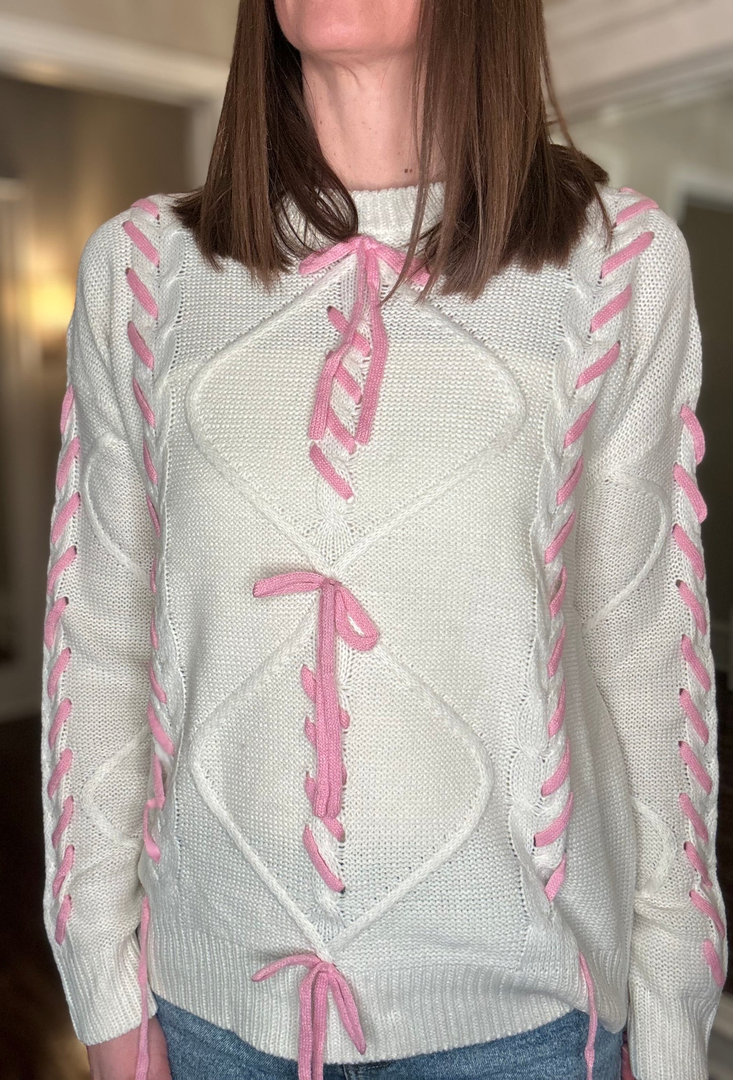 LISTICLE RIBBON LACED CHUNKY SWEATER 1.17