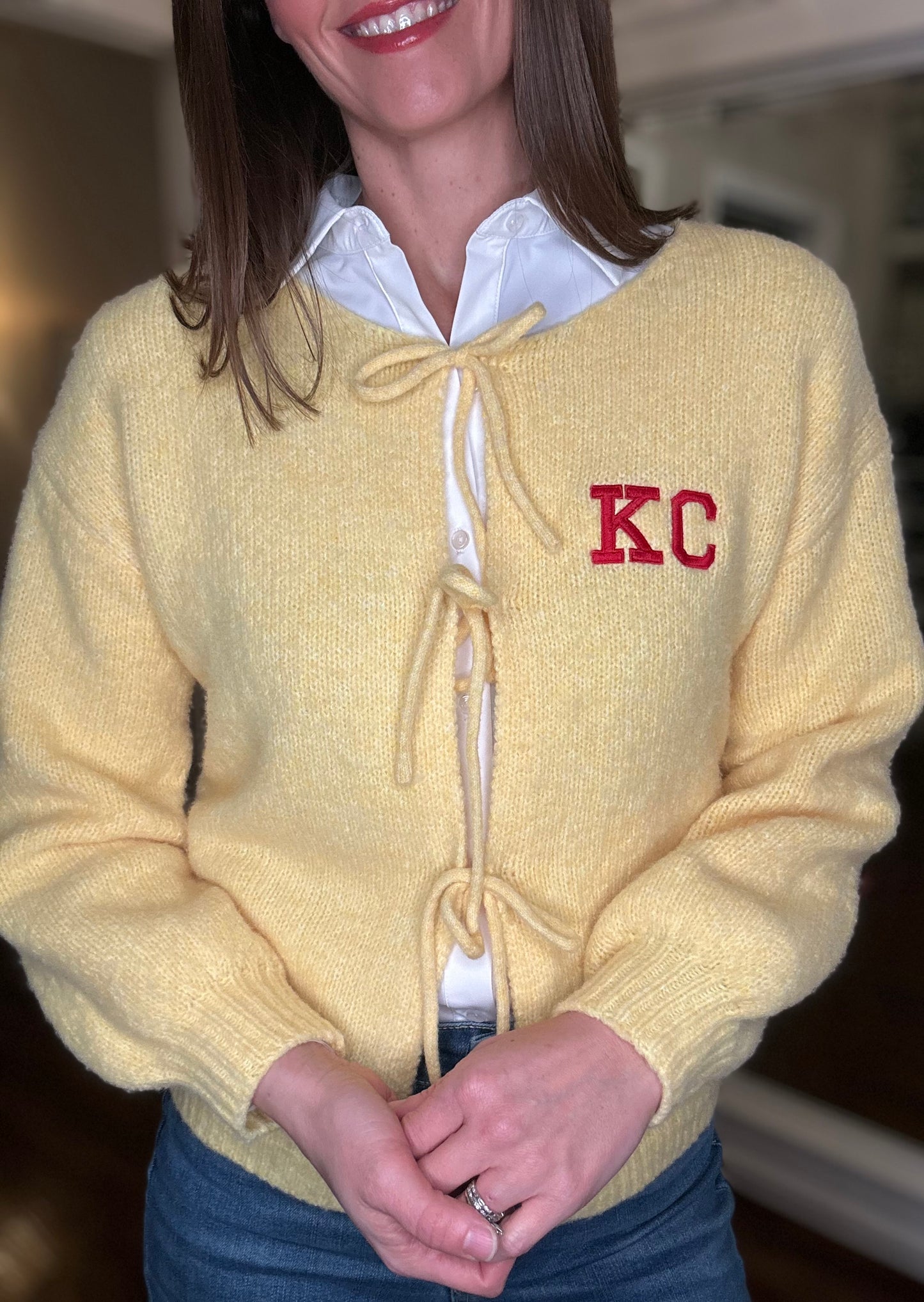 KC YELLOW TIE CARDIGAN 12.23