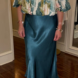 MILIO MILANO TEAL SILK SLIP SKIRT 4.1