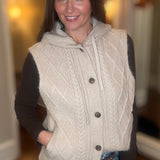 HOODED CABLE KNIT SWEATER VEST 9.28