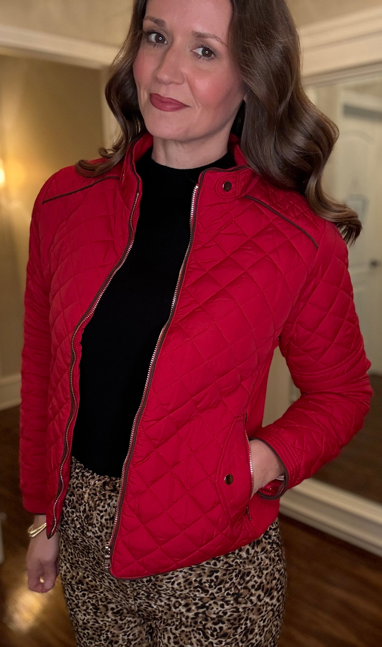 ACTIVE BASIC SUEDE PIPING QUILTED JACKET 11.4