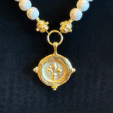 SUSAN SHAW WHITE TURQUOISE WITH FLEUR DE LIS 9.26