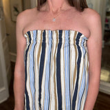 STRIPED SLEEVELESS SMOCKED TOP 3.13