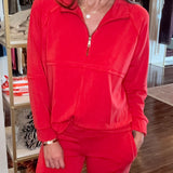 CRIMSON RAGLAN SLEEVE MOCK NECK TOP 10.6