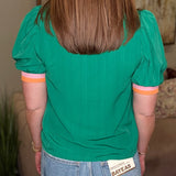 THML GREEN S/S DETAIL TOP 4.1