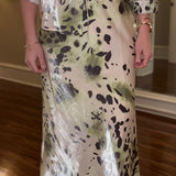 NATURAL AND GREEN PRINTED SKIRT 2.10