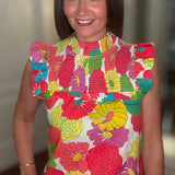 THML FLORAL SMOCKED TOP 7.2