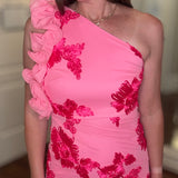 ONE SHOULDER PINK EMBROIDERED DRESS 5.28