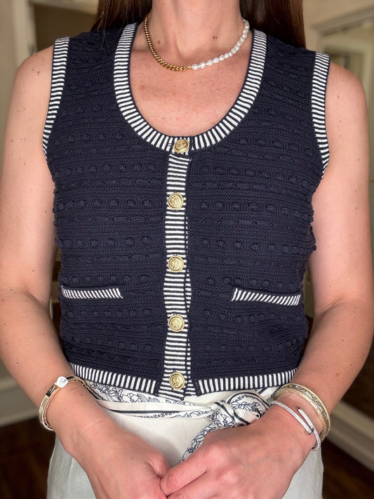 CURRENT AIR NAVY SLEEVLESS SWEATER VEST 4.27
