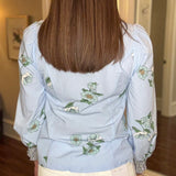 LOVE SOFT BLUE RUFFLE TRIM TOP 2.27