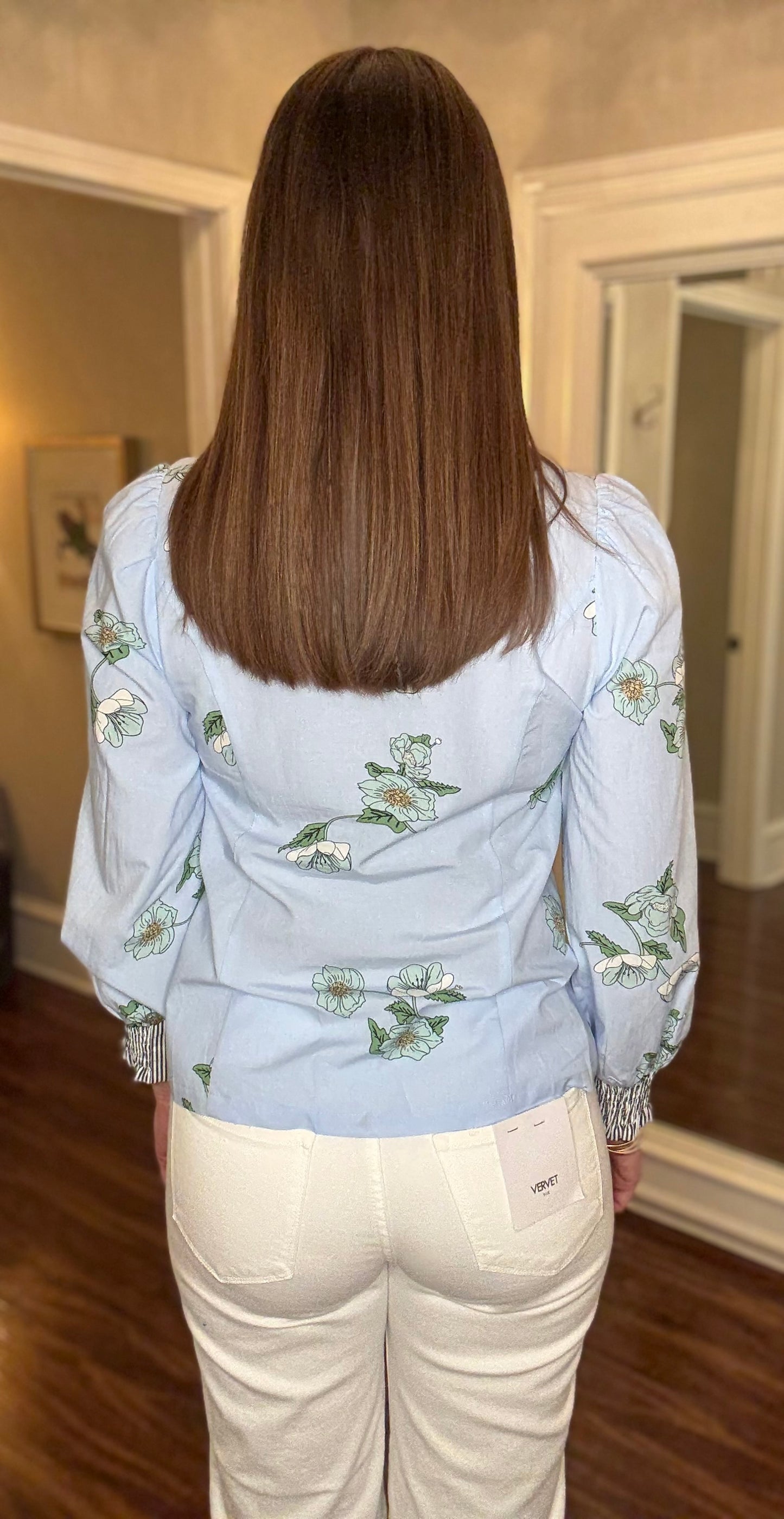 LOVE SOFT BLUE RUFFLE TRIM TOP 2.27