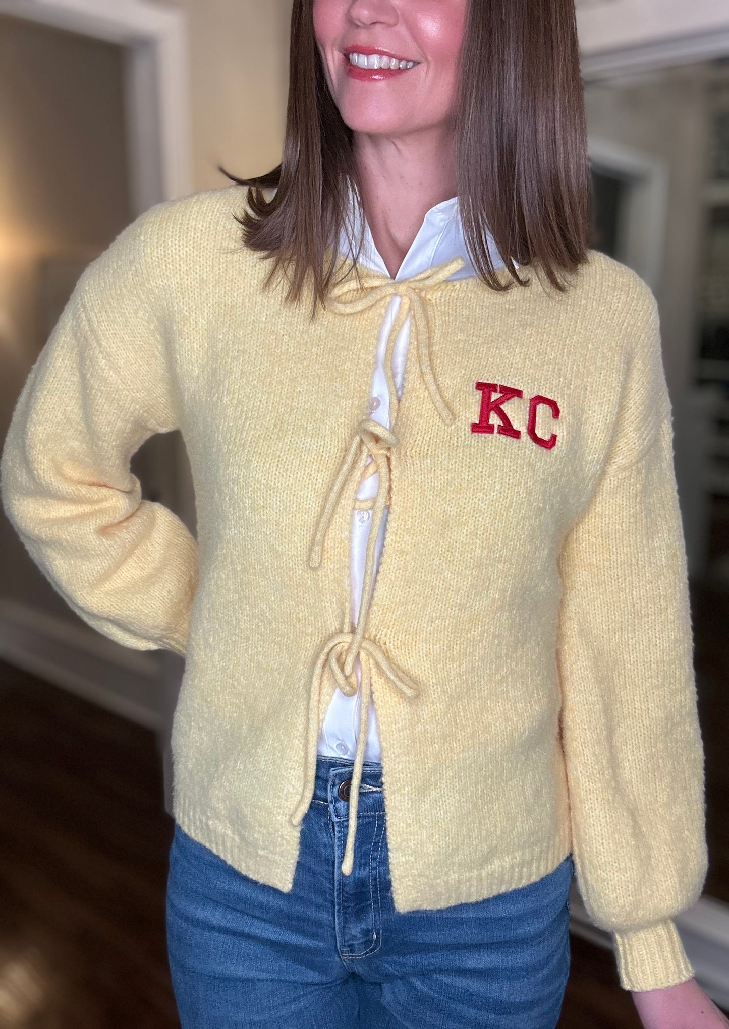 KC YELLOW TIE CARDIGAN 12.23