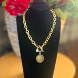 SUSAN SHAW GOLD COIN TOGGLE NECKLACE 3165CR