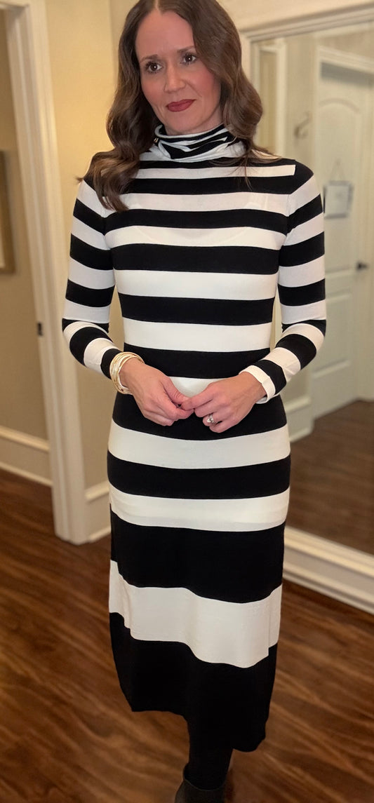 ACTIVE BASIC STRIPE T-NECK DRESS 11.4