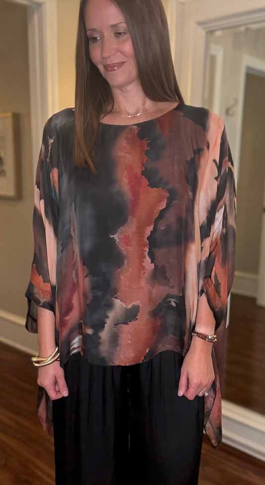 LOOK MODE PRINTED SILK BLOUSE (multiple colors) 8.26