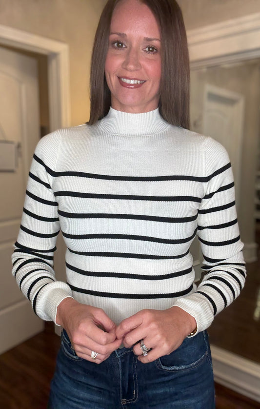 HYFVE STRIPED MOCK NECK SWEATER 8.26