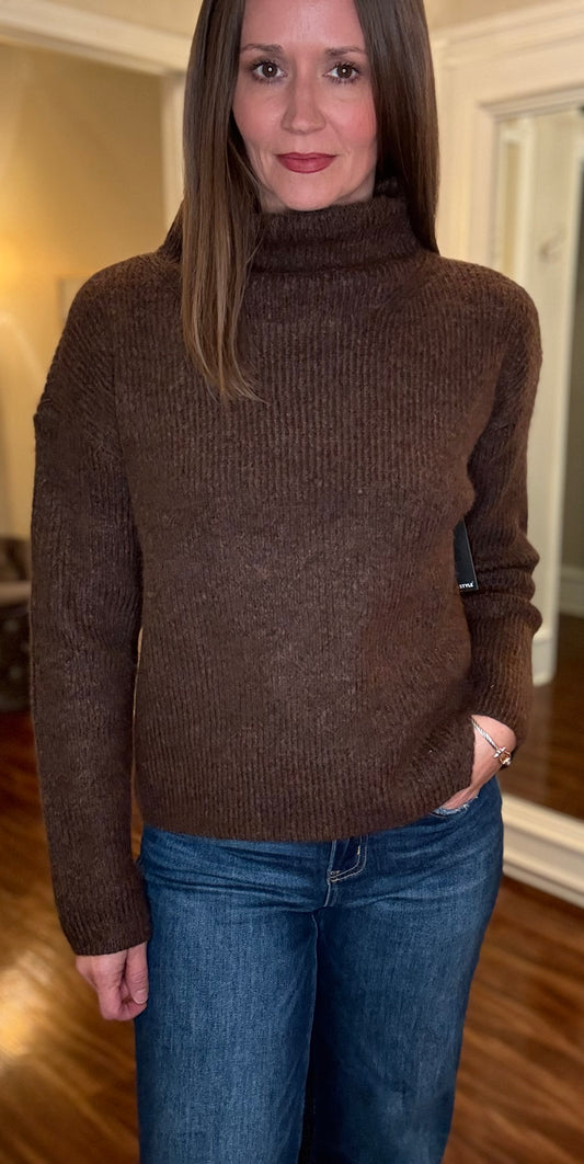 RD STYLE BROWN COWL NECK SWEATER 10.24
