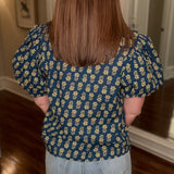 THML NAVY PUFF SLEEVE VNECK TOP 3.25