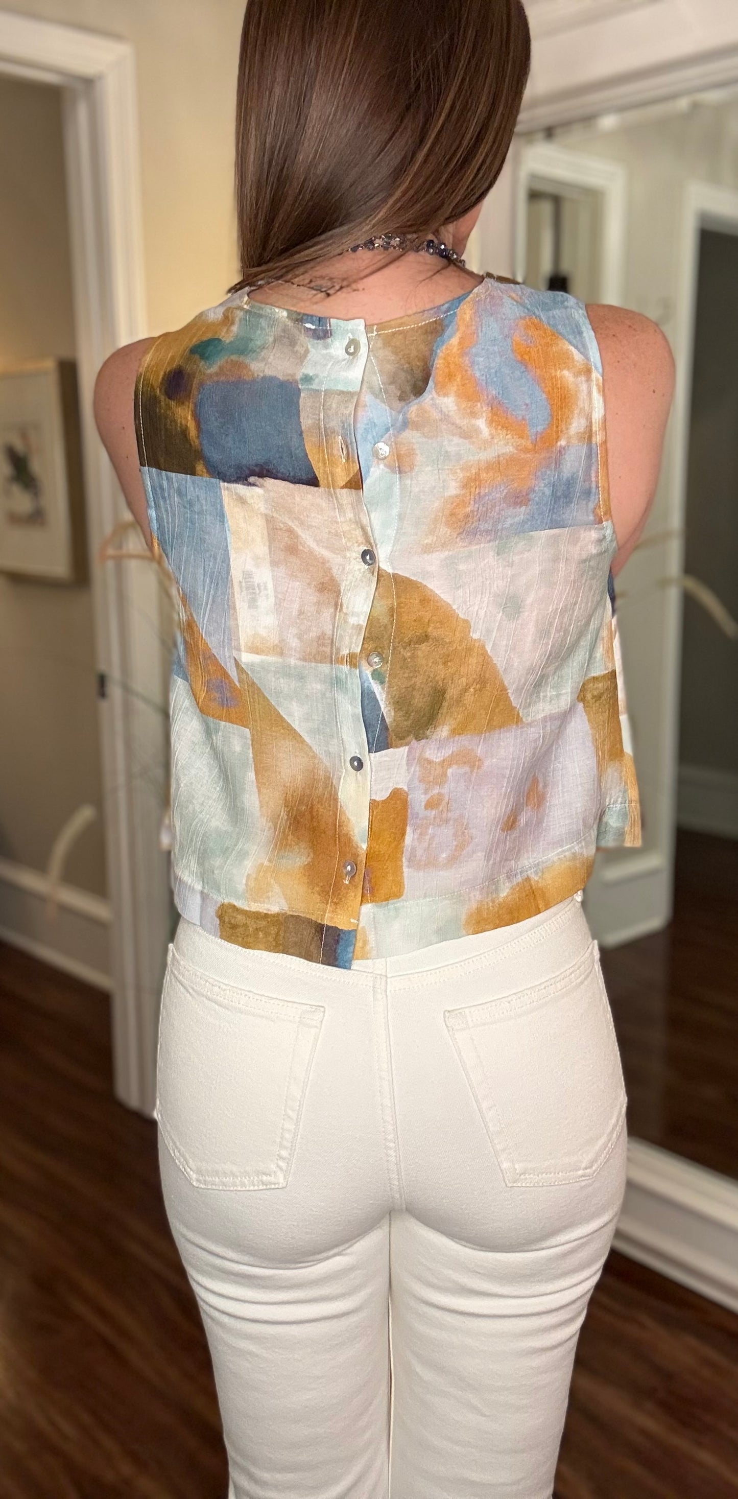 PINCH SLEEVELESS MULTI COLOR TOP 3.25