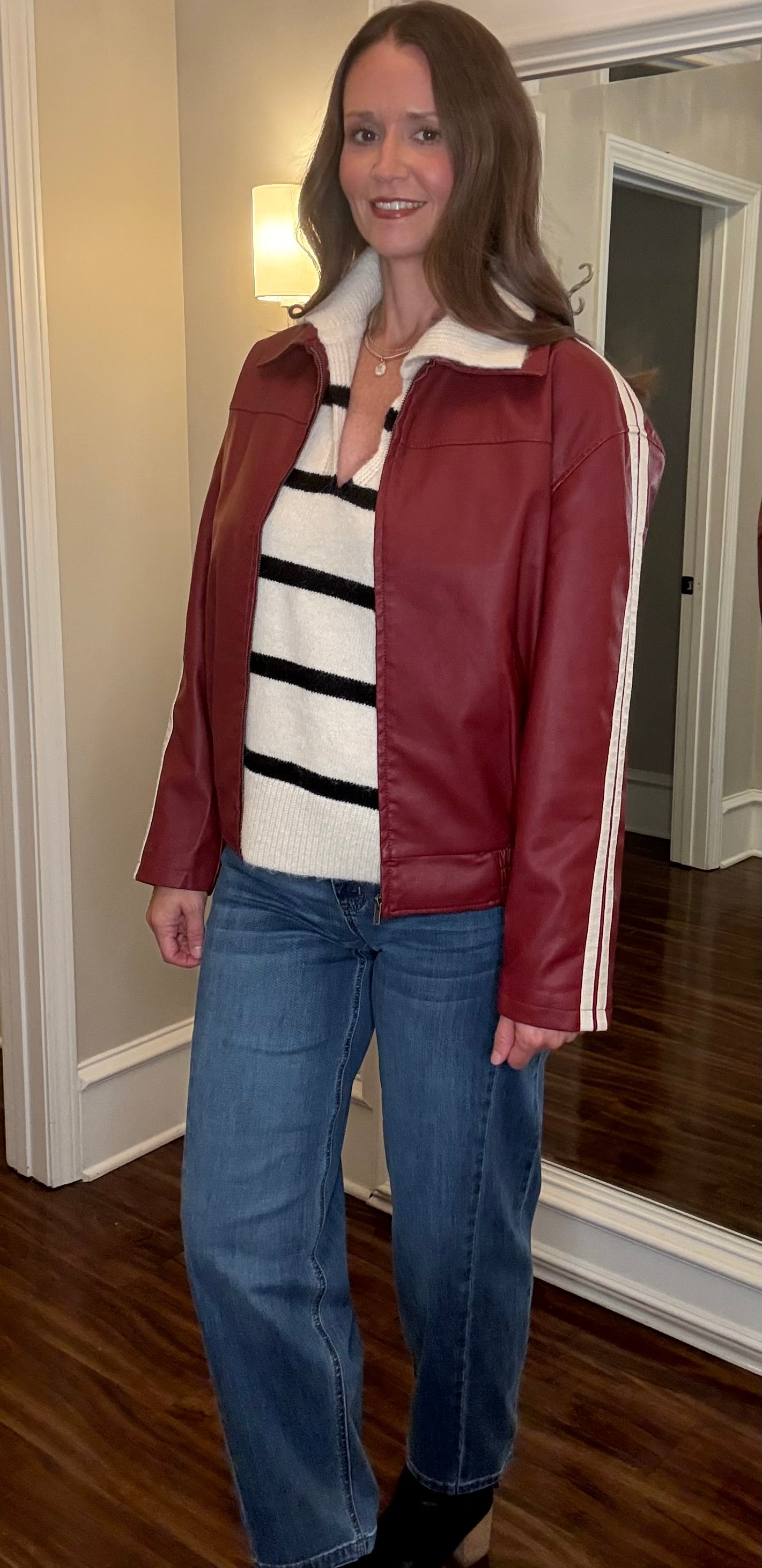 VINTAGE RED FAUX LEATHER JACKET 8.5