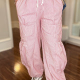 DANI & DAVI STRIPED CANVAS CARGO PANT 8.25