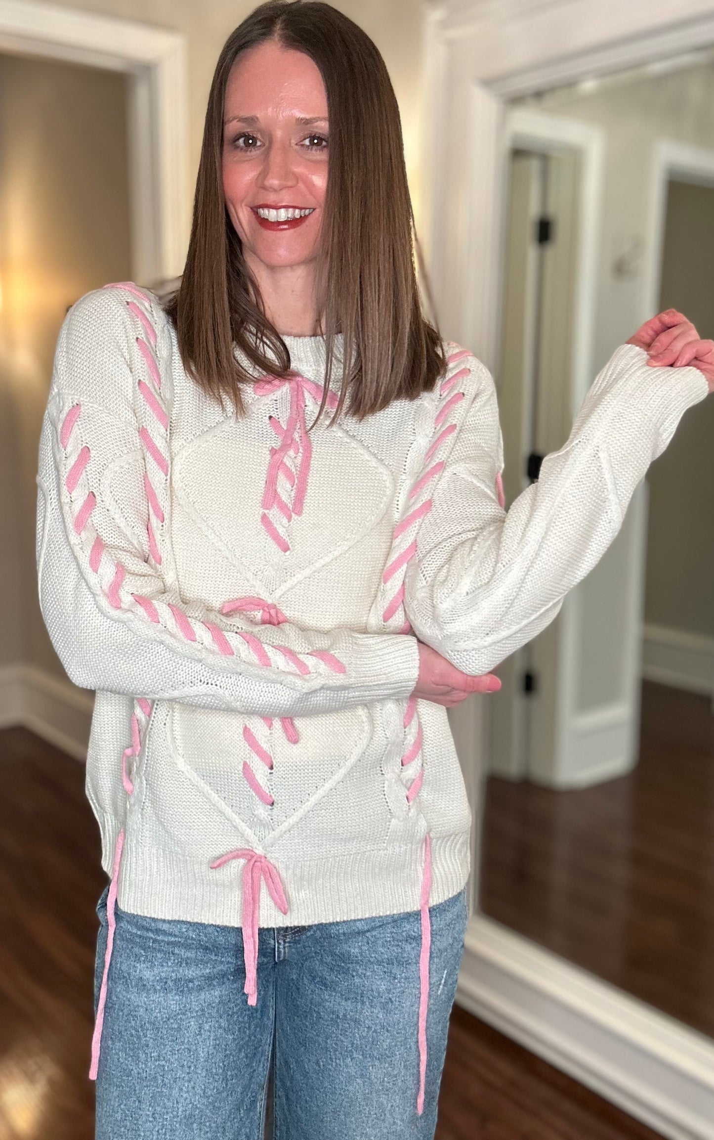 LISTICLE RIBBON LACED CHUNKY SWEATER 1.17