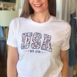 PATRIOTIC FLORAL USA TEE 3.3