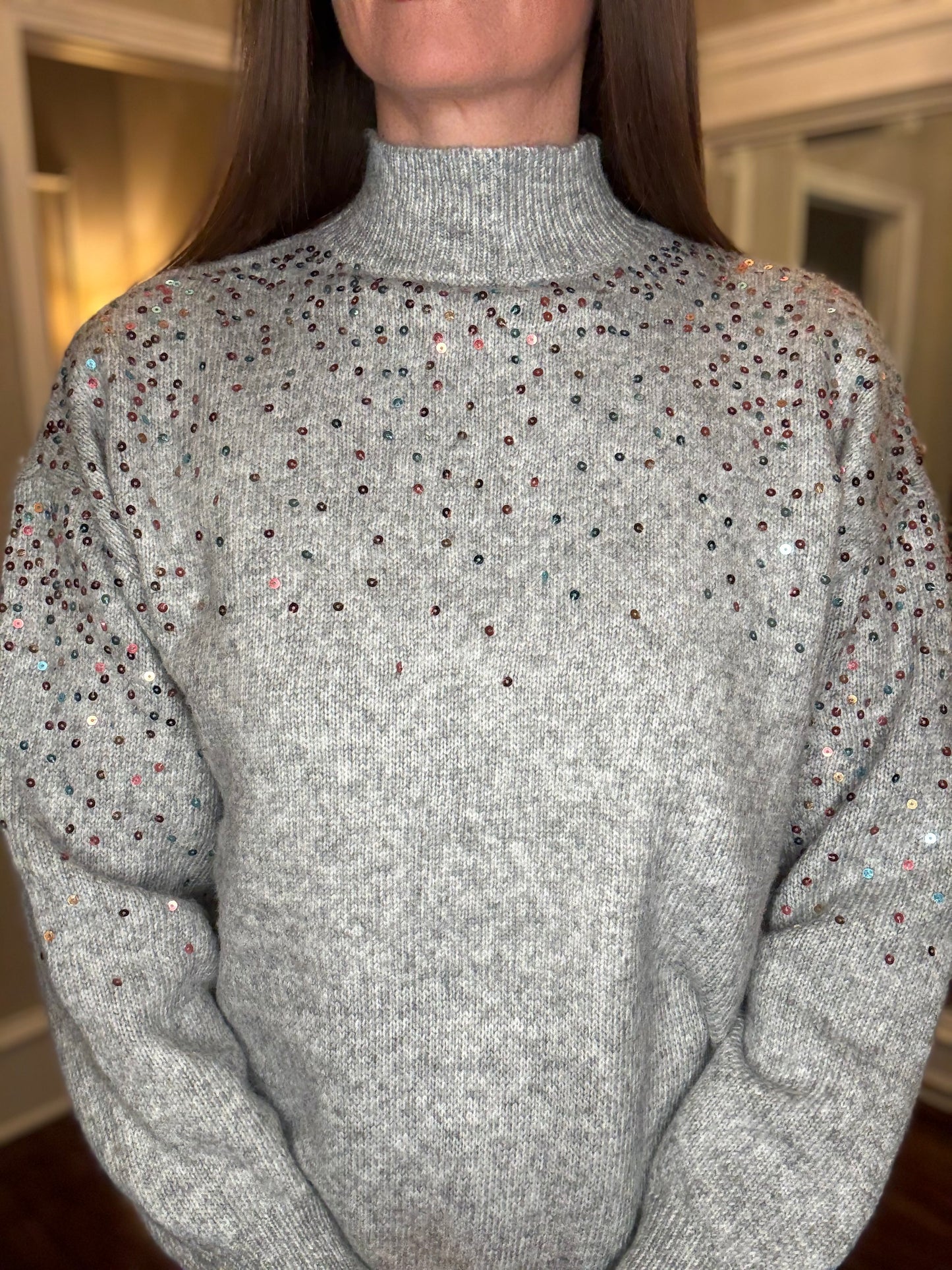 GREY SEQUIN SWEATER 11.21