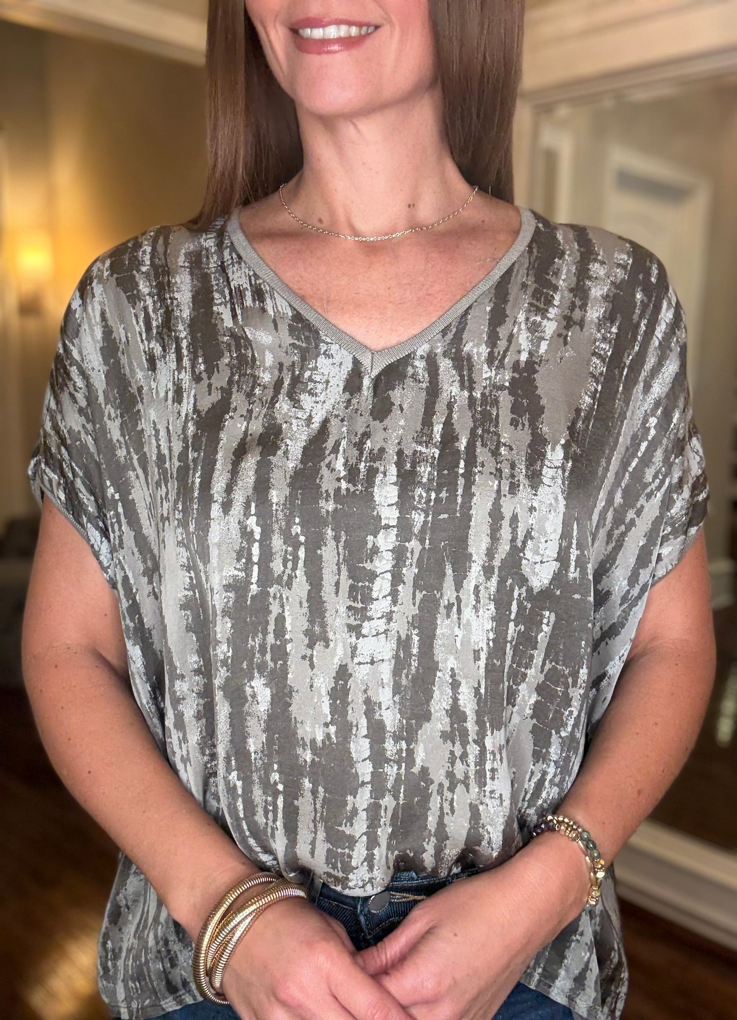 LOOK MODE SATIN V-NECK TOP (multiple colors) 8.26