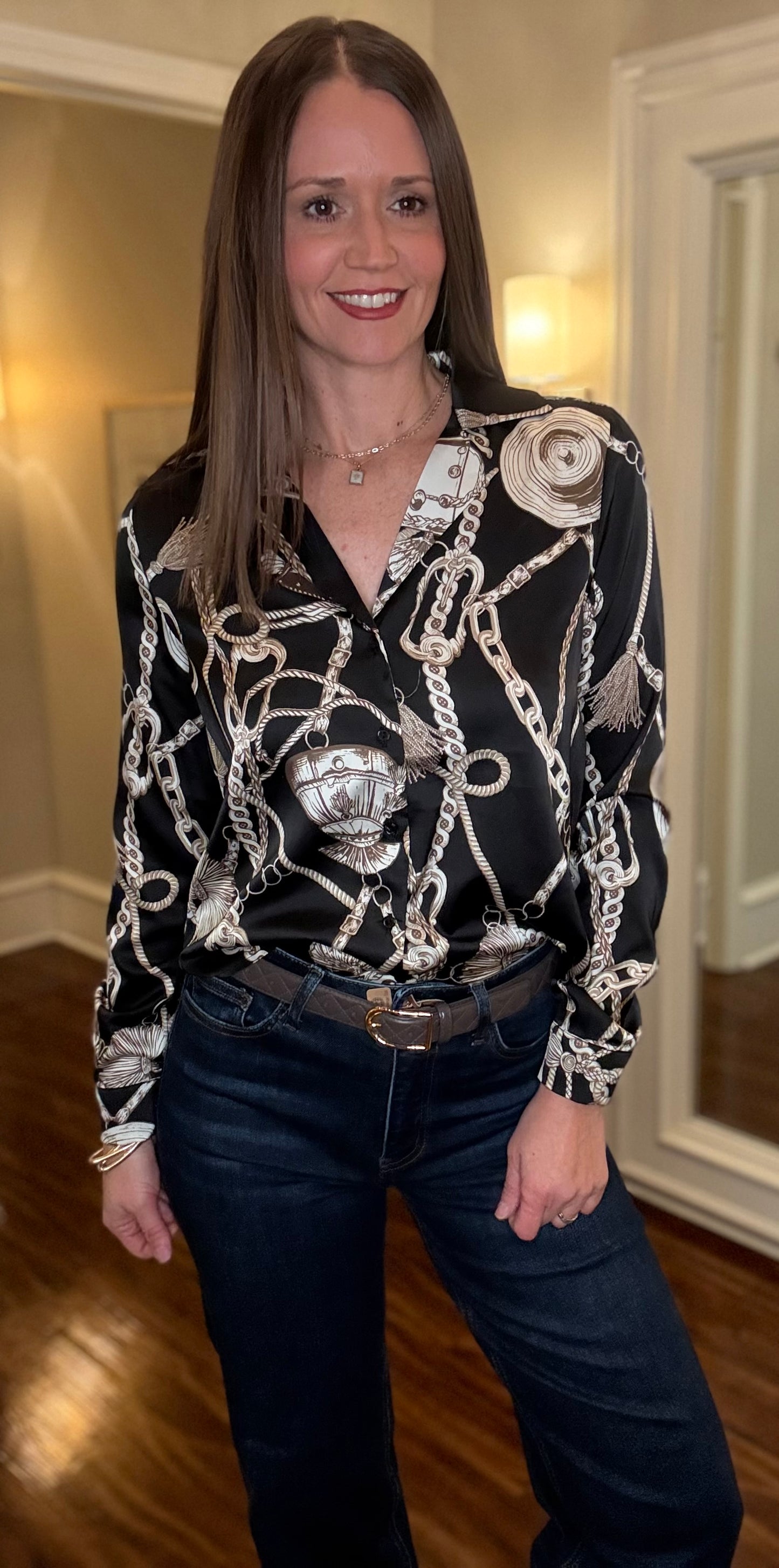 PRINTED SATIN BUTTON DOWN (multiple colors) 11.24