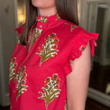 THML MAGENTA FLUTTER SLEEVE TOP 4.24
