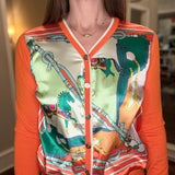 BEULAH ORANGE JOCKEY SWEATER 2.18